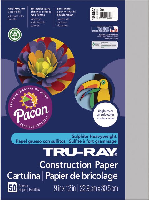 CONSTRUCTION TRU-RAY 9X12 GRAY 50 SHEETS